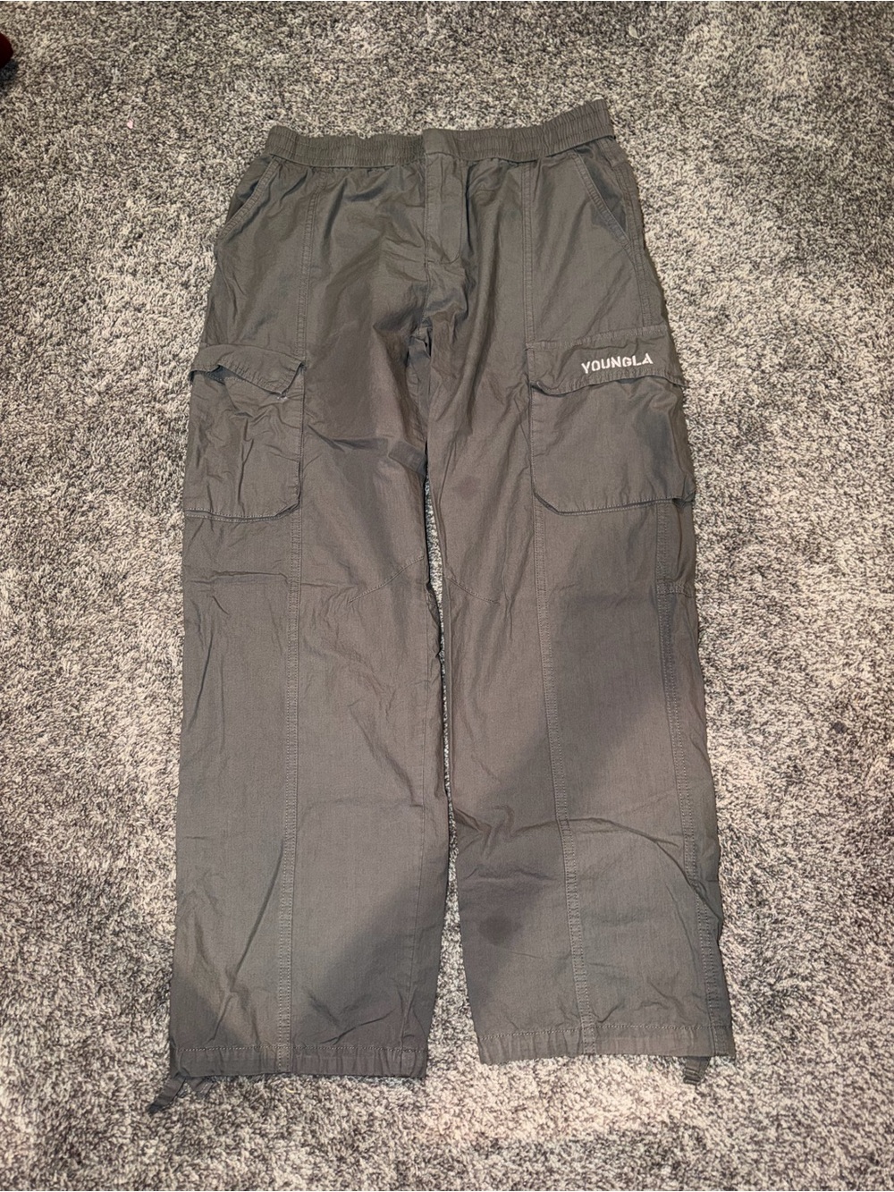 YoungLA Men’s Cargo Pants in Charcoal Gray